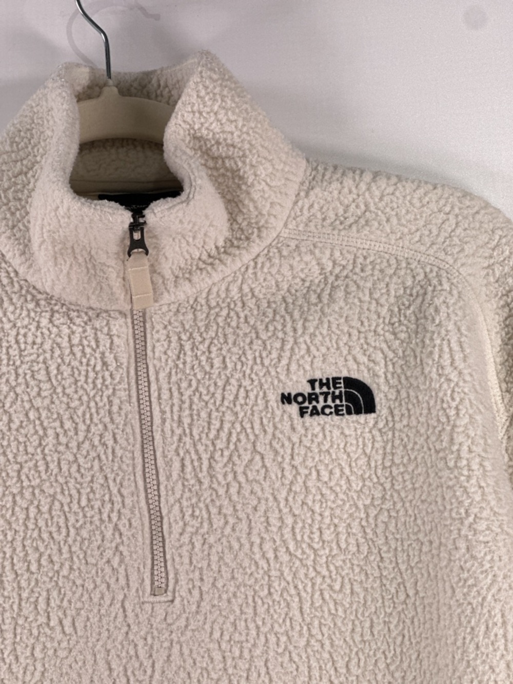 THE NORTH FACE Platte Cropped Sherpa 1/4 Zip Fleece Cream Womens S - Picture 5 of 12
